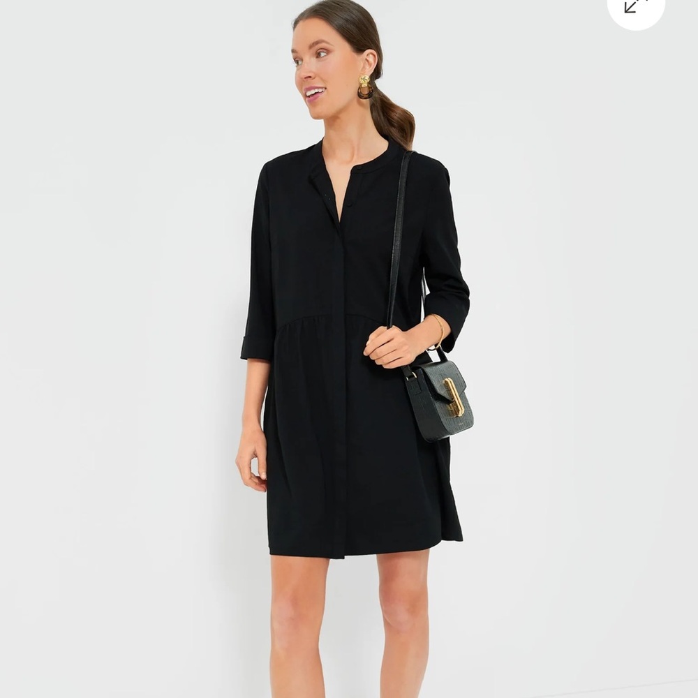 Tuckernuck Women's Black Royal Shirt Dress Mini Half Sleeve Size L